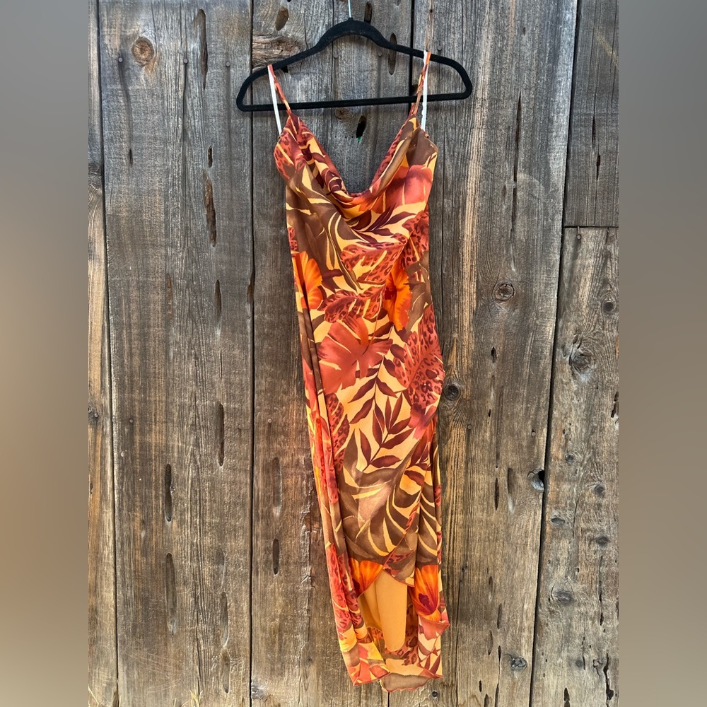 Faith Love Passion FLP Floral Orange Tropical Midi Dress